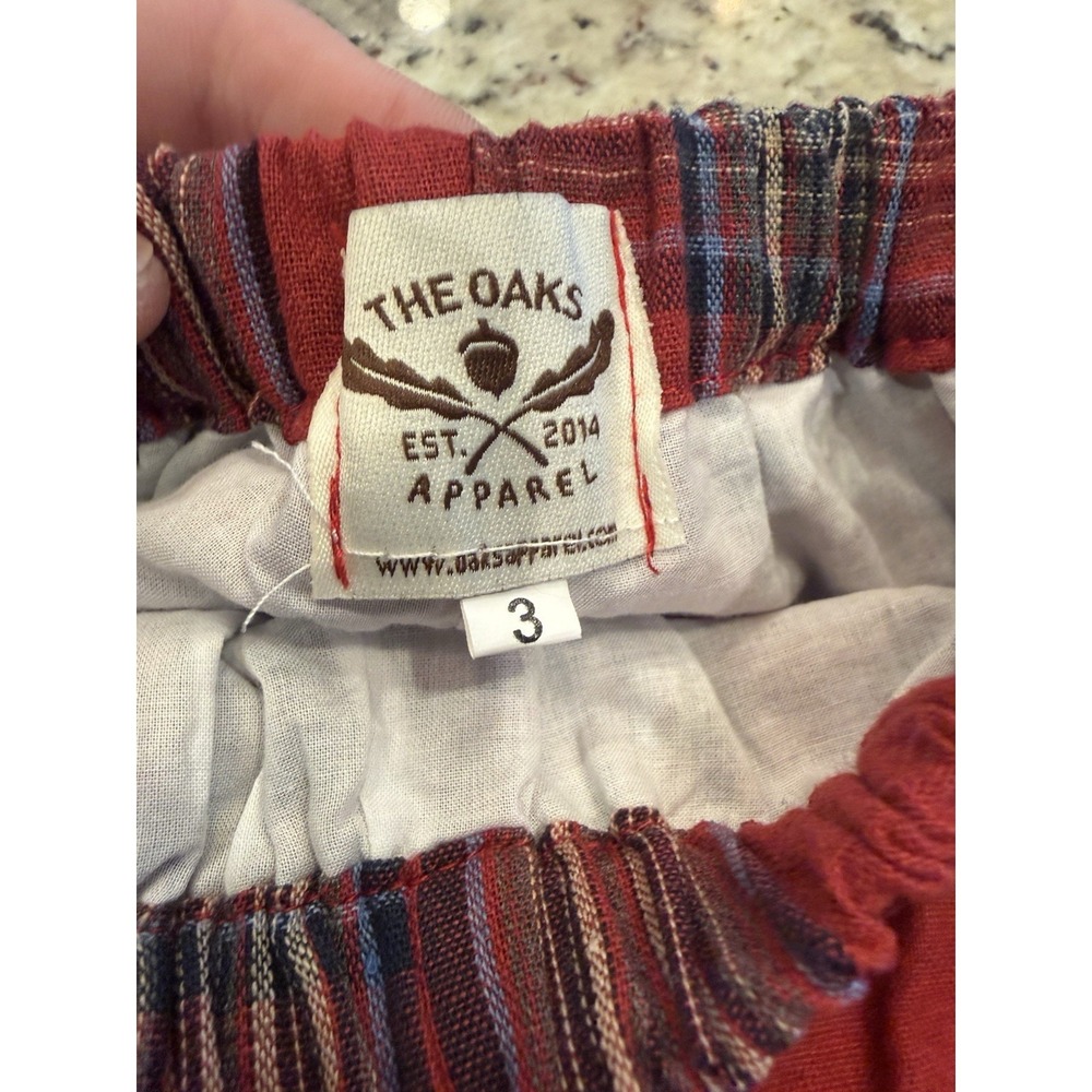 The Oaks Apparel Toddler Boy Red Blue Plaid Short Set Size 3T - Picture 9 of 9